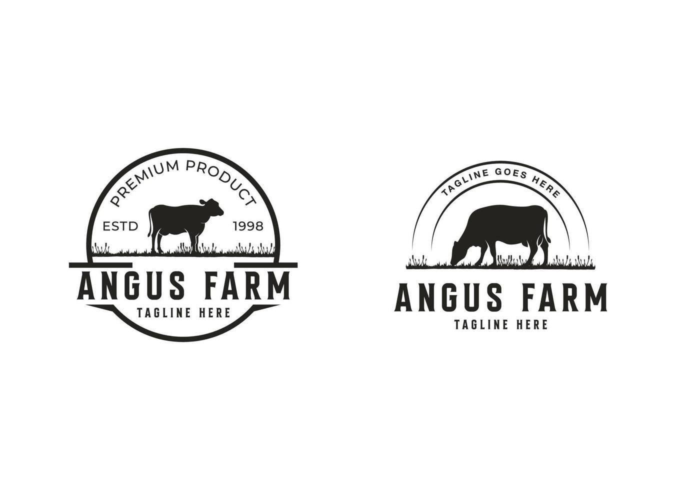 Vintage Cattle Farm Logo Vector Template. Vintage farm logo design vector illustration.