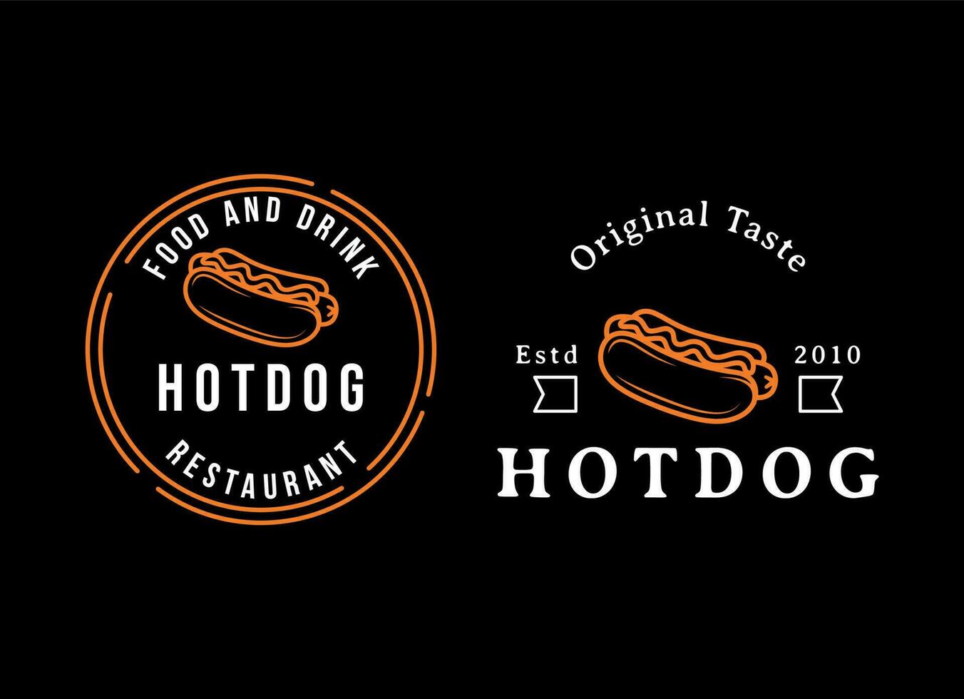 Vintage Hotdog Logo Vector. Fast food hotdog Illustration for street food. vector