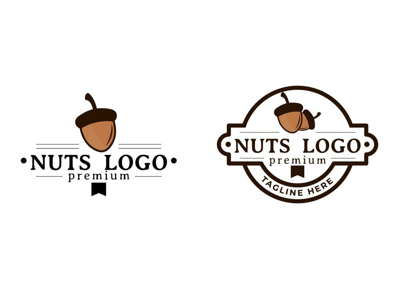 Acorn Oak Nut Drawing Logo Vector Illustration Icon Template