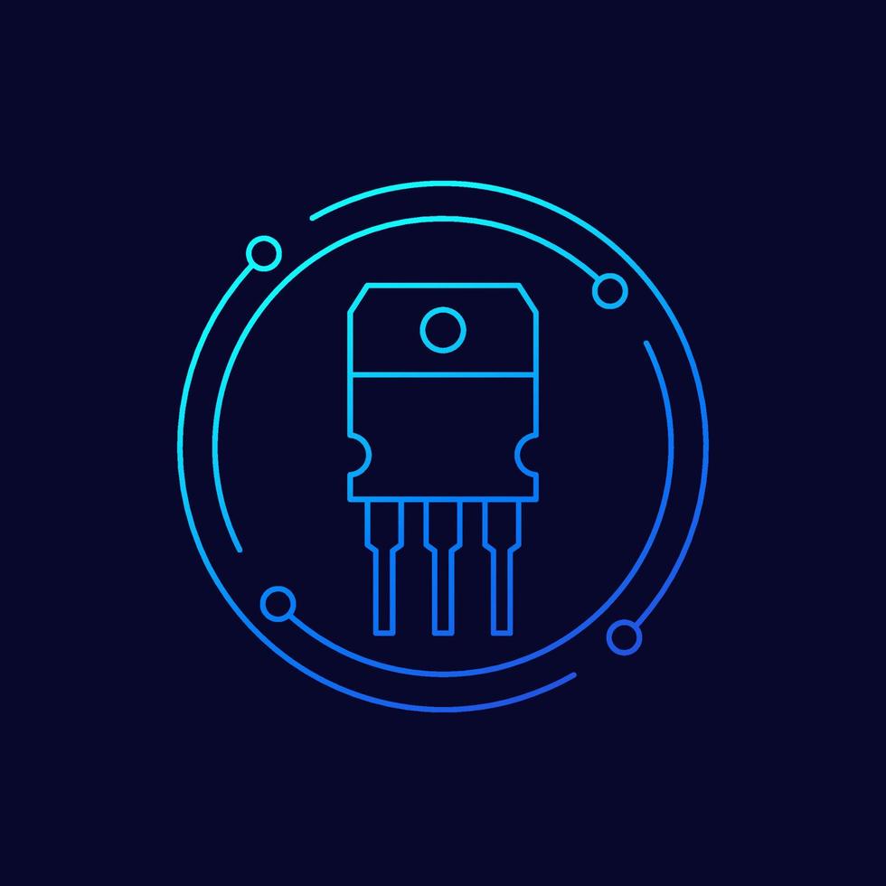 transistor, semiconductor icon, line vector