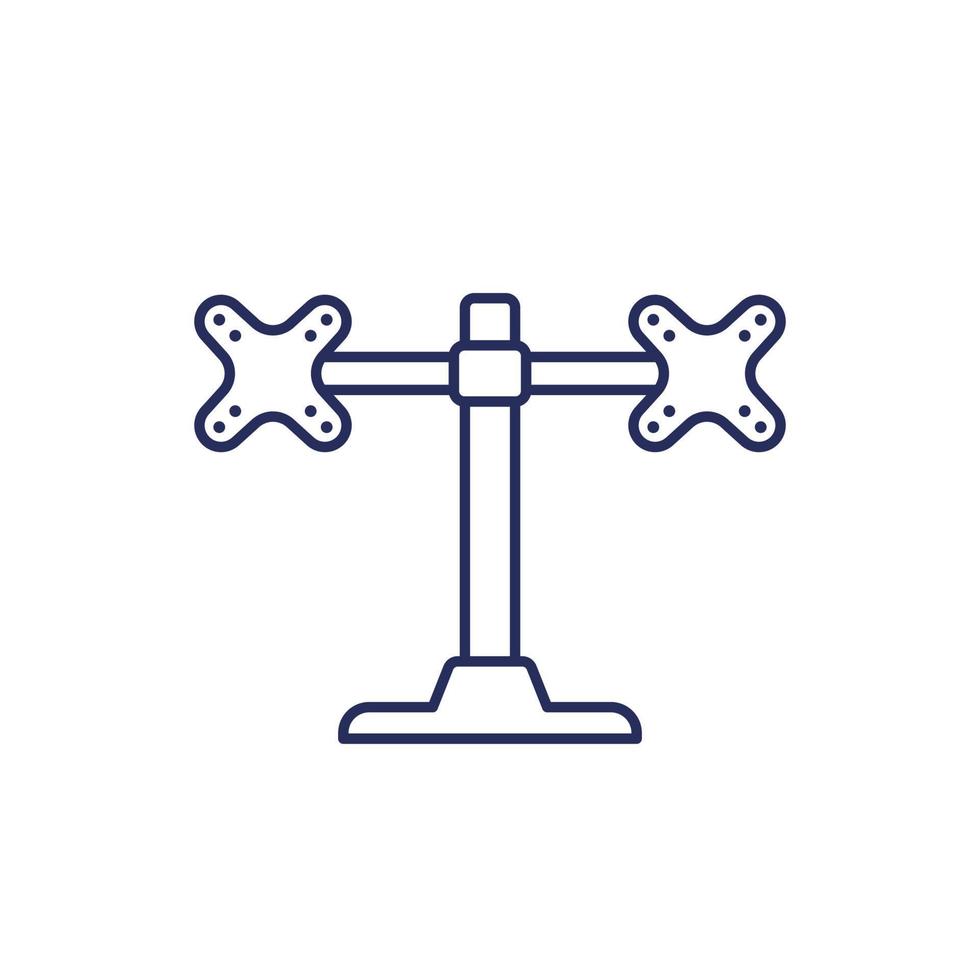 monitor stand with two mounts line icon on white vector