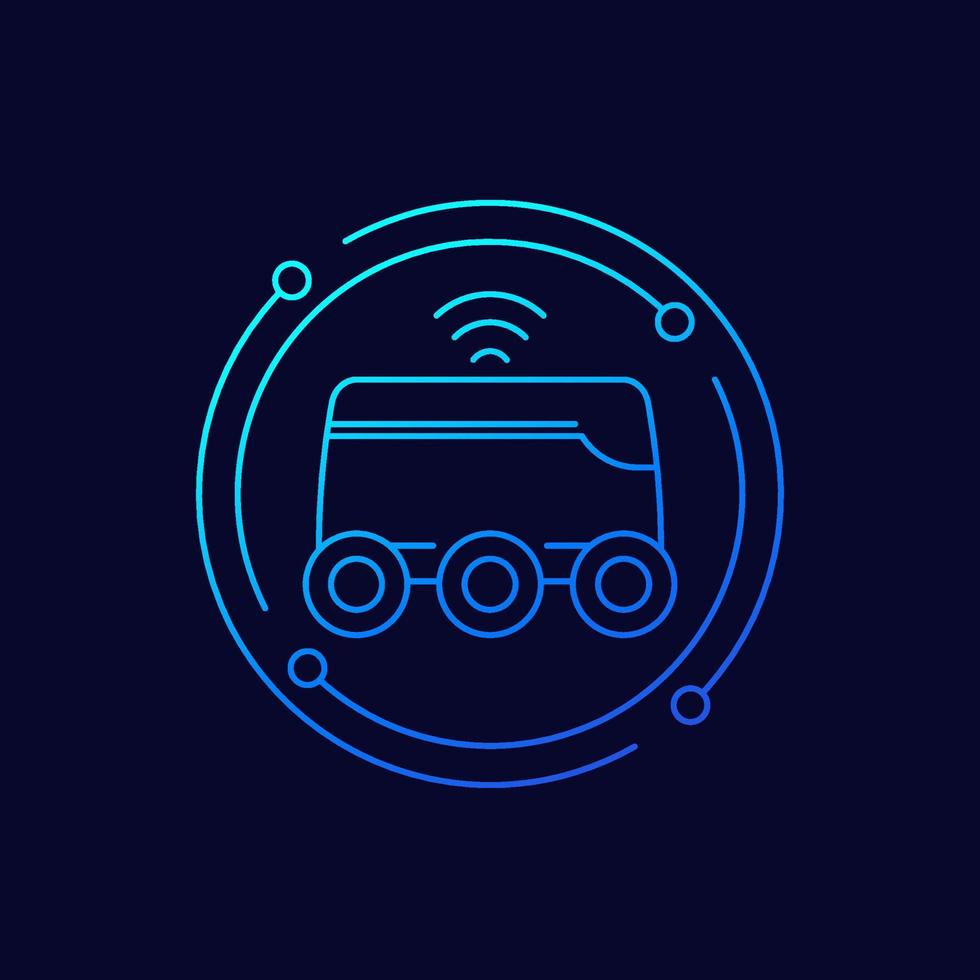 delivery robot line vector icon