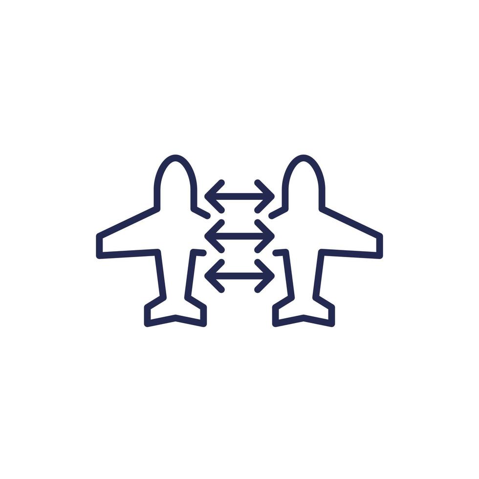 connecting flight or transit line icon vector