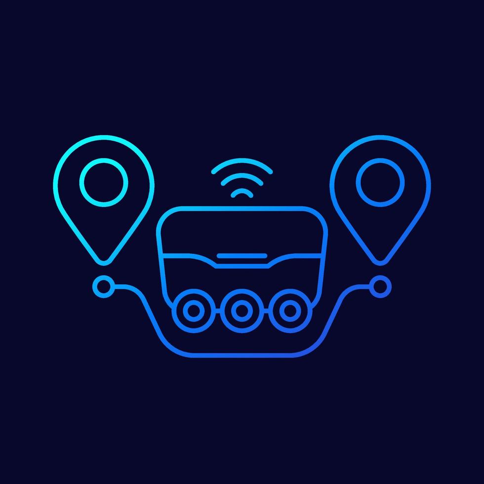 delivery robot icon, linear design vector