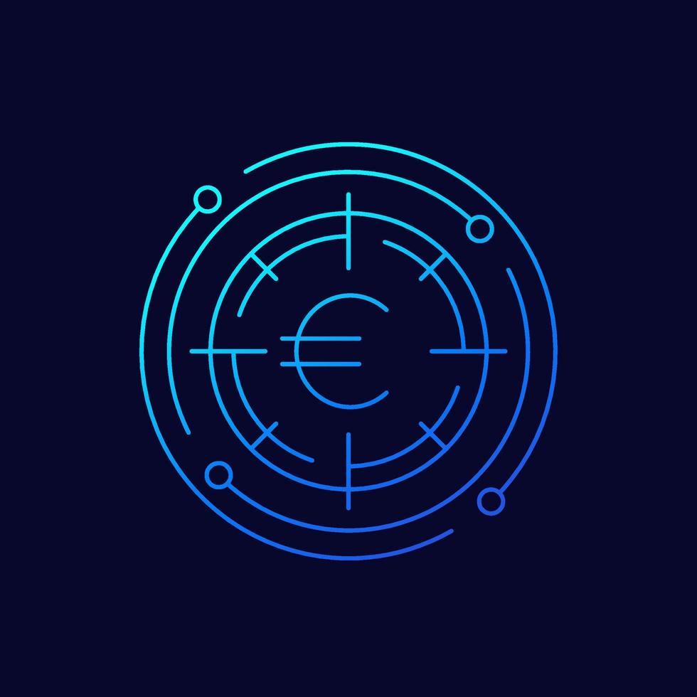 focus on money line icon with euro, vector