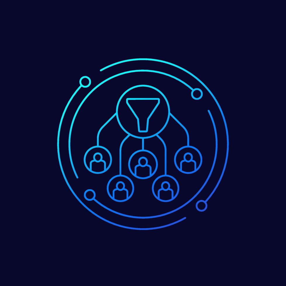 filtering users data icon, linear design vector