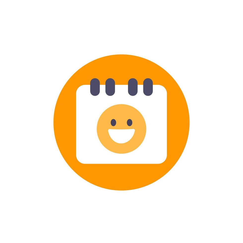 nice day icon with calendar and emoji, flat vector