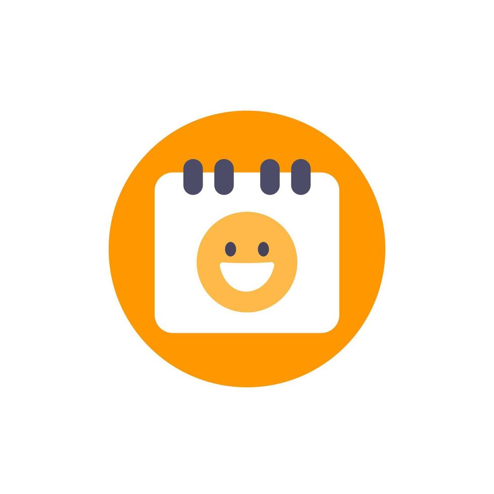 nice day icon with calendar and emoji, flat vector