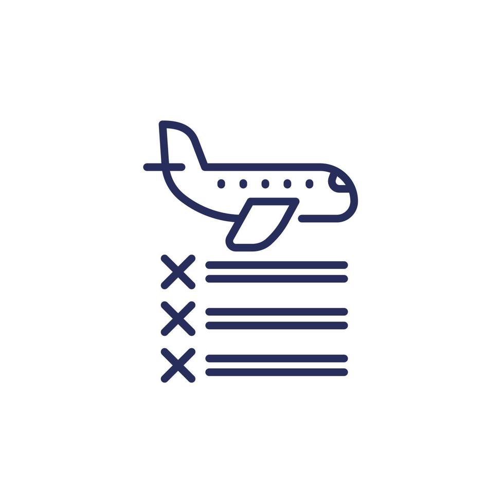 cancelled flights icon, line vector