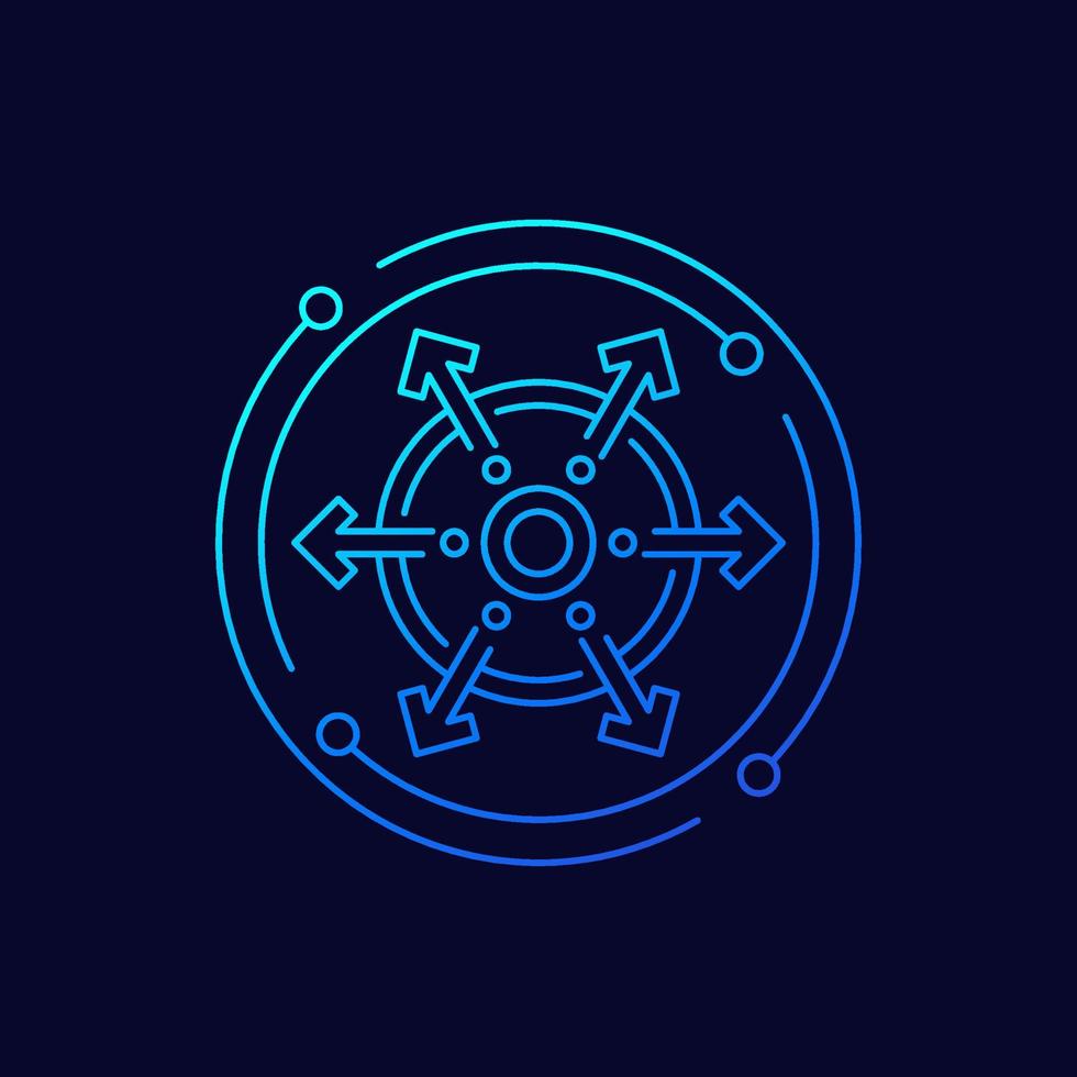 decentralization, decentralized line vector icon