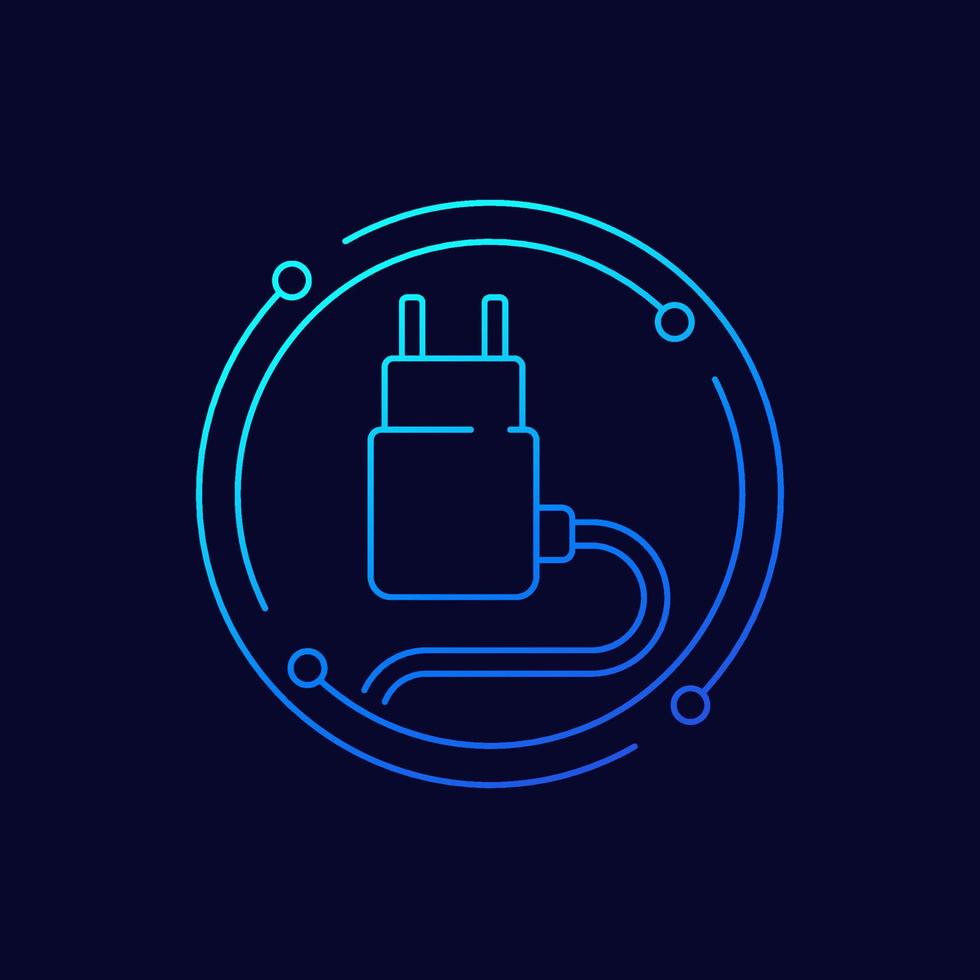 Mobile charger icon, line vector