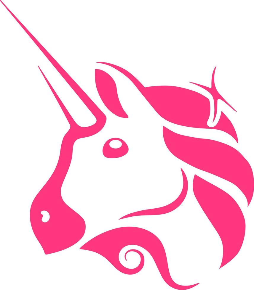 Head of a pink unicorn drawing. vector