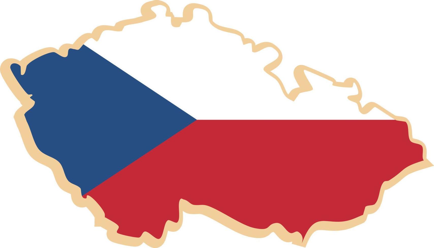 Czech republic map with national flag sticker. vector