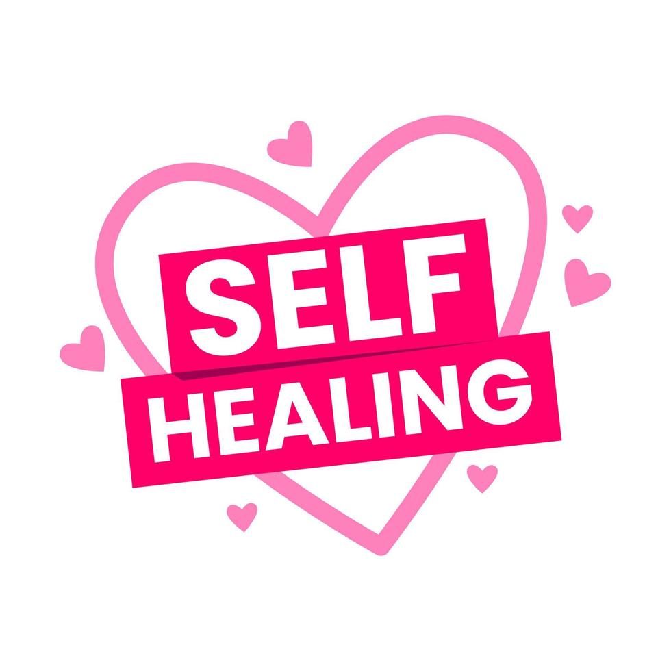 Self healing motivation care success label icon design vector