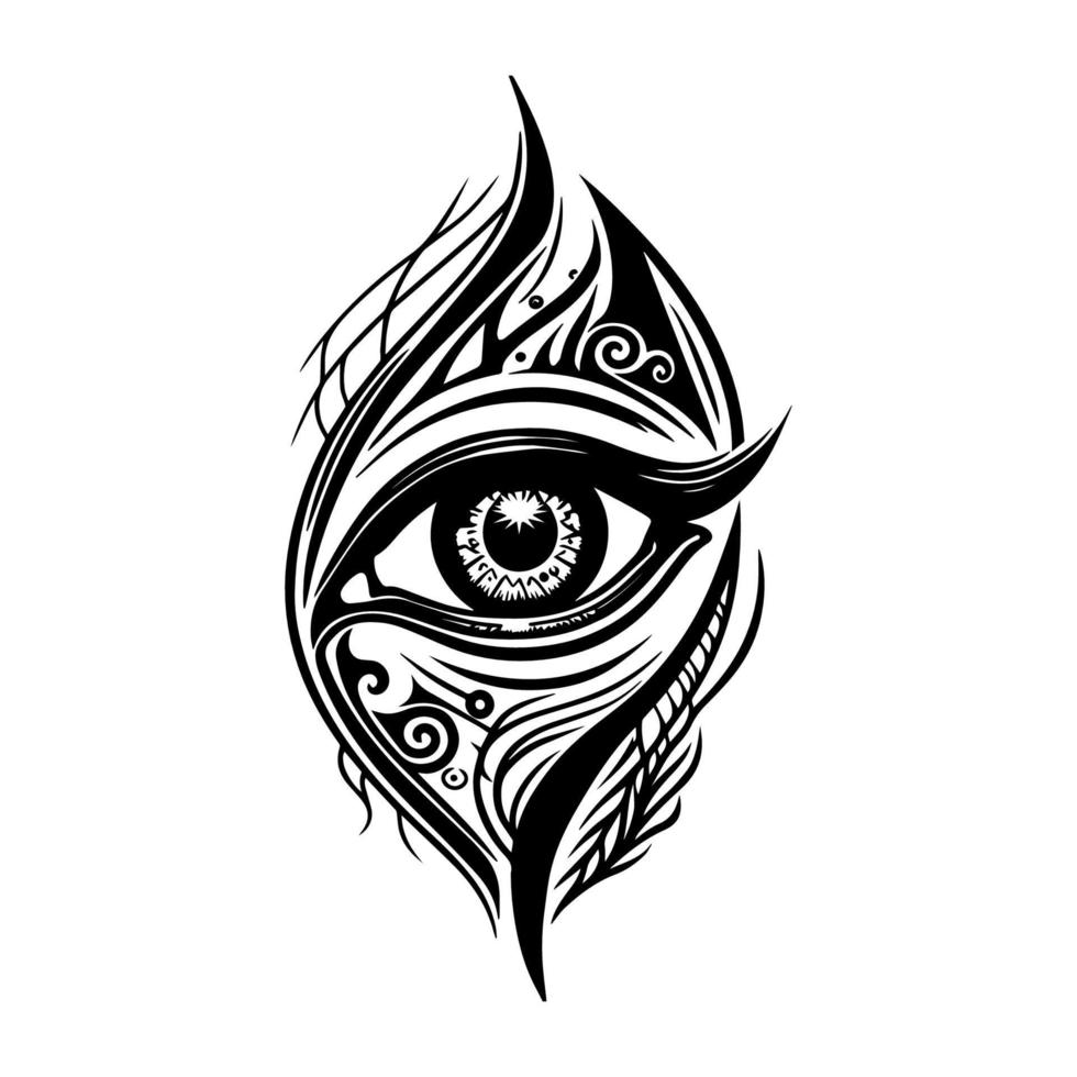 intricate eye tattoo concept, expertly crafted in detailed line art by a skilled illustrator vector