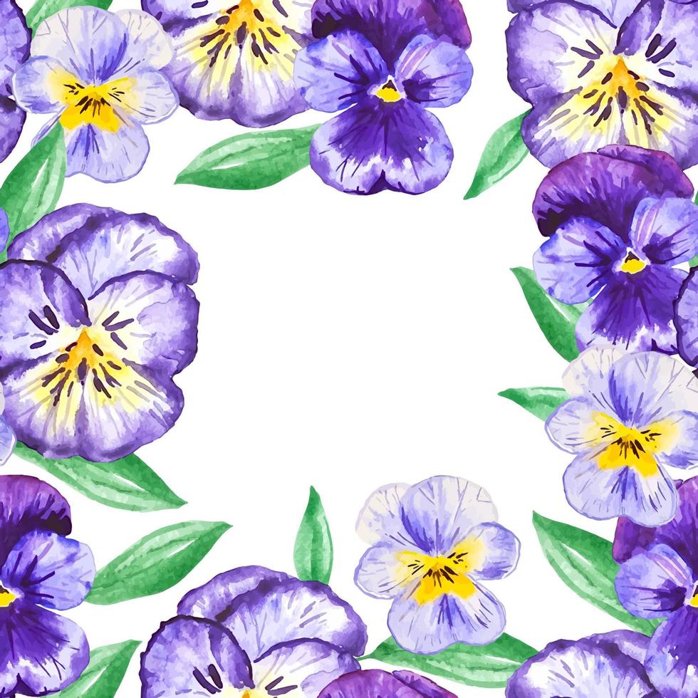 Pansy flowers frame for napkins and other decor floral nature illustration vector