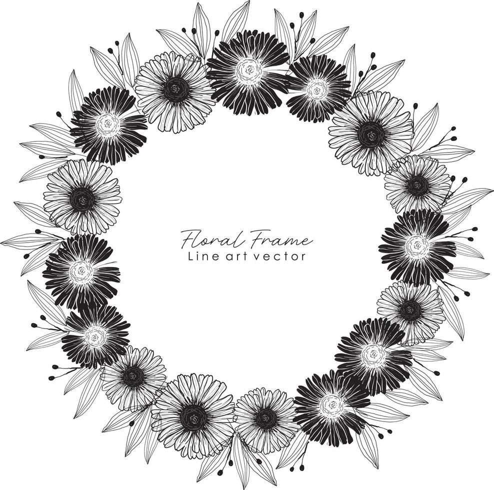 Hand drawn floral wreat frame vector