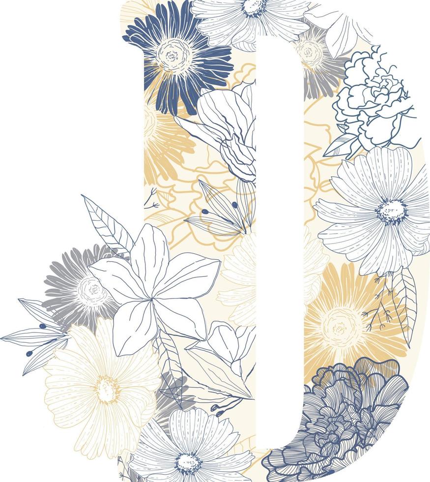 D letter Seamless Floral Pattern Background vector