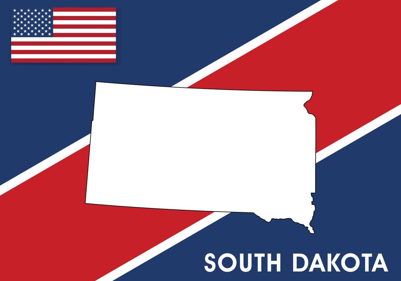 South Dakota - USA, United States of America Map vector template. white color map on flag background for design, infographic - Vector illustration eps 10