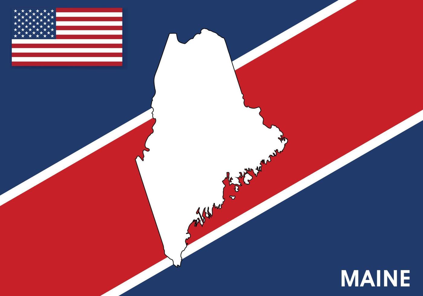 Maine - USA, United States of America Map vector template.  white color map on flag background for design, infographic - Vector illustration eps 10