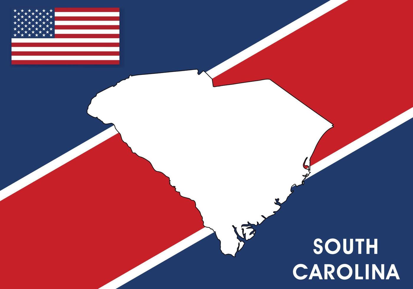 South Carolina - USA, United States of America Map vector template. white color map on flag background for design, infographic - Vector illustration eps 10