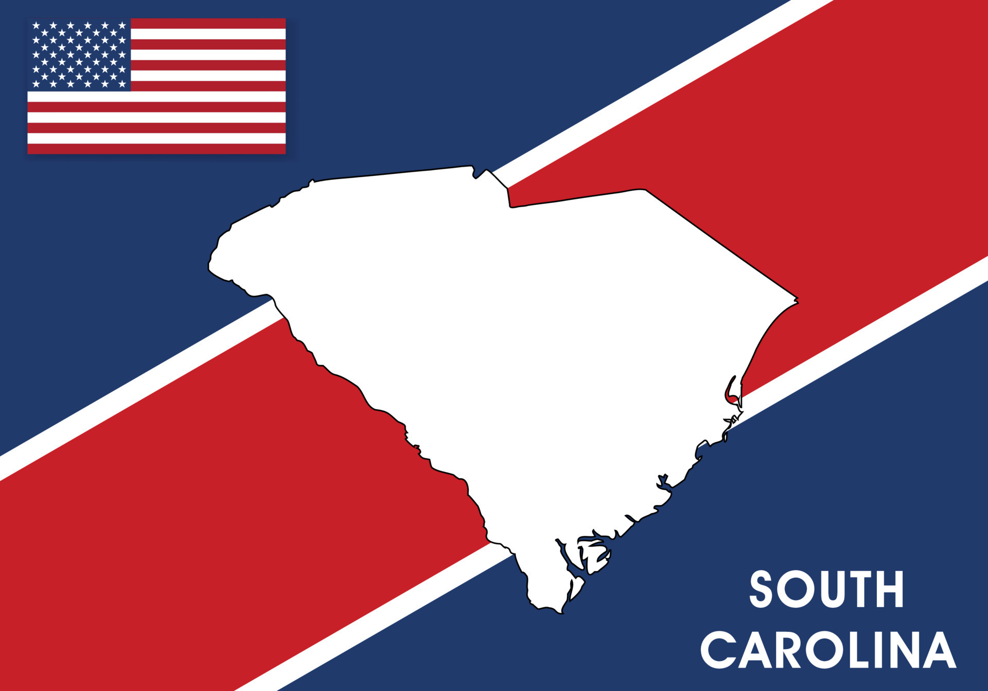 South Carolina USA United States Of America Map Vector Template South Carolina Usa United States Of America Map Template White Color Map On Flag Background For Design Infographic Illustration Eps 10 Vector