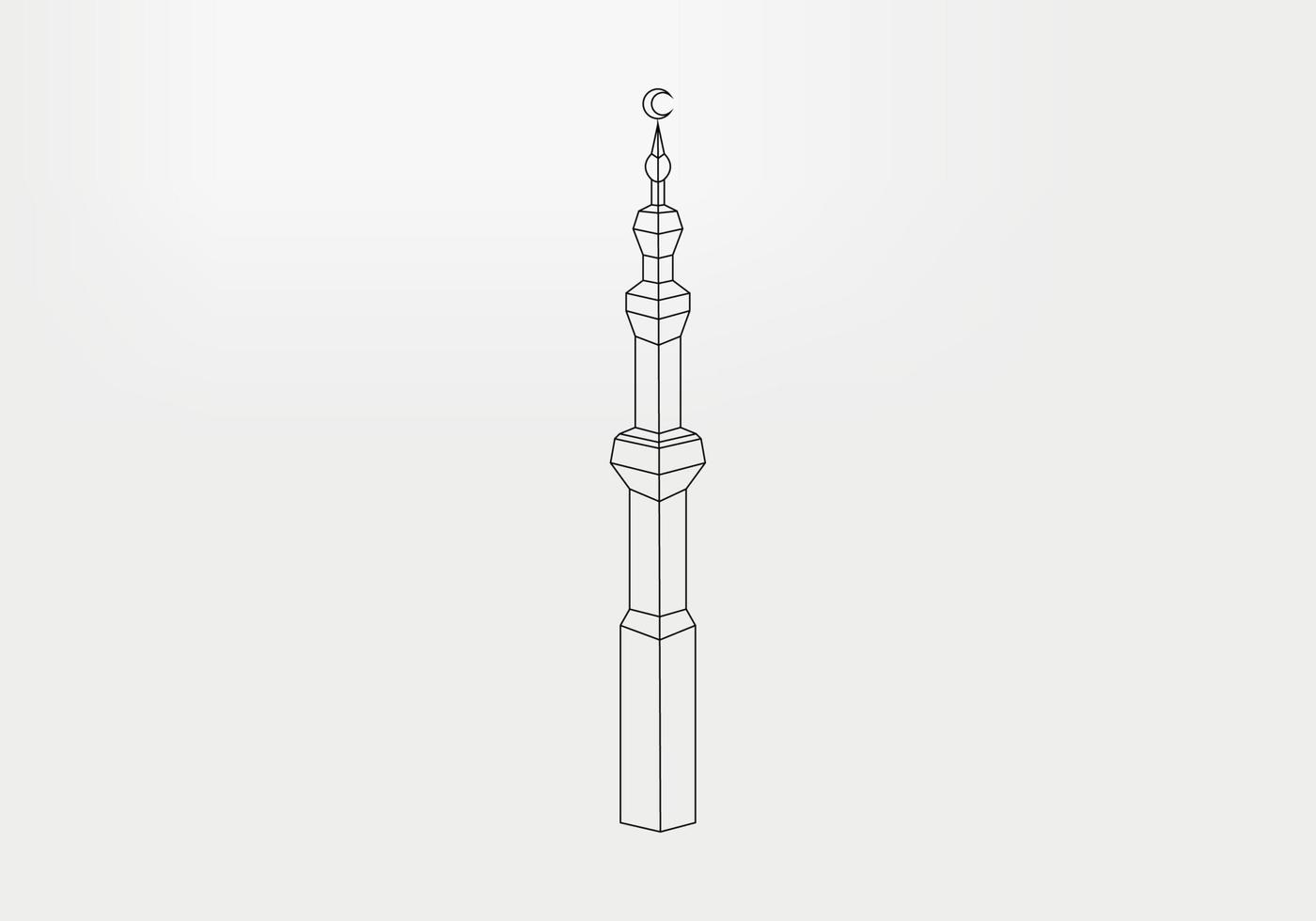 Vector icon of a Mosque Minaret with a crescent