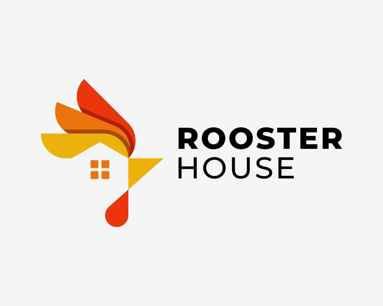 Rooster Chicken Cockerel Hen Poultry House Building Home Property Simple Abstract Vector Logo Design