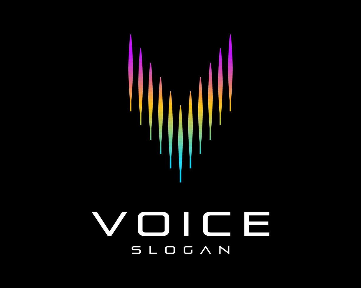 Letter V Initials Sound Voice Spectrum Rhythm Digital Futuristic Modern Vibrant Vector Logo Design