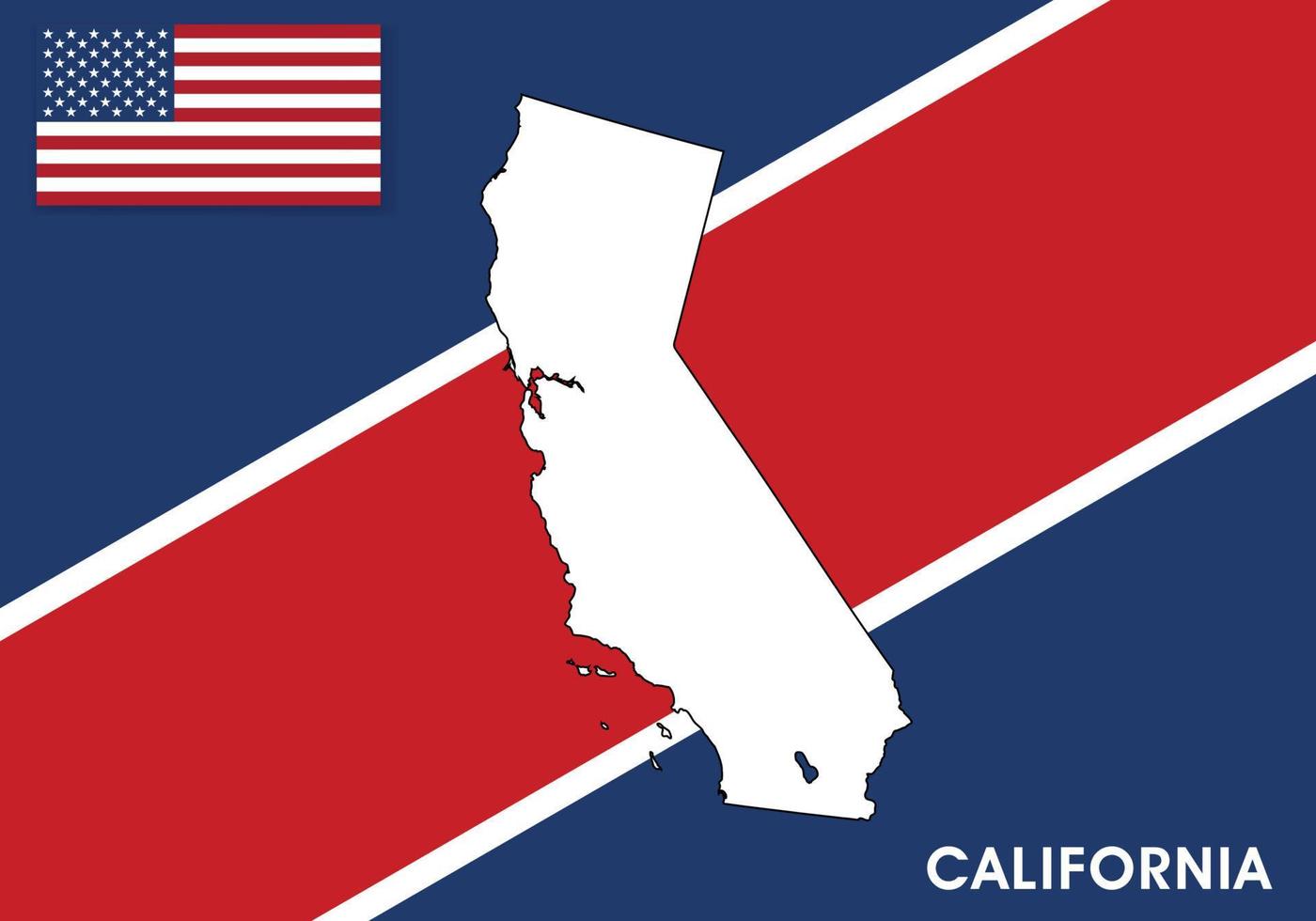 California - USA, United States of America Map vector template.  white color map on flag background for design, infographic - Vector illustration eps 10