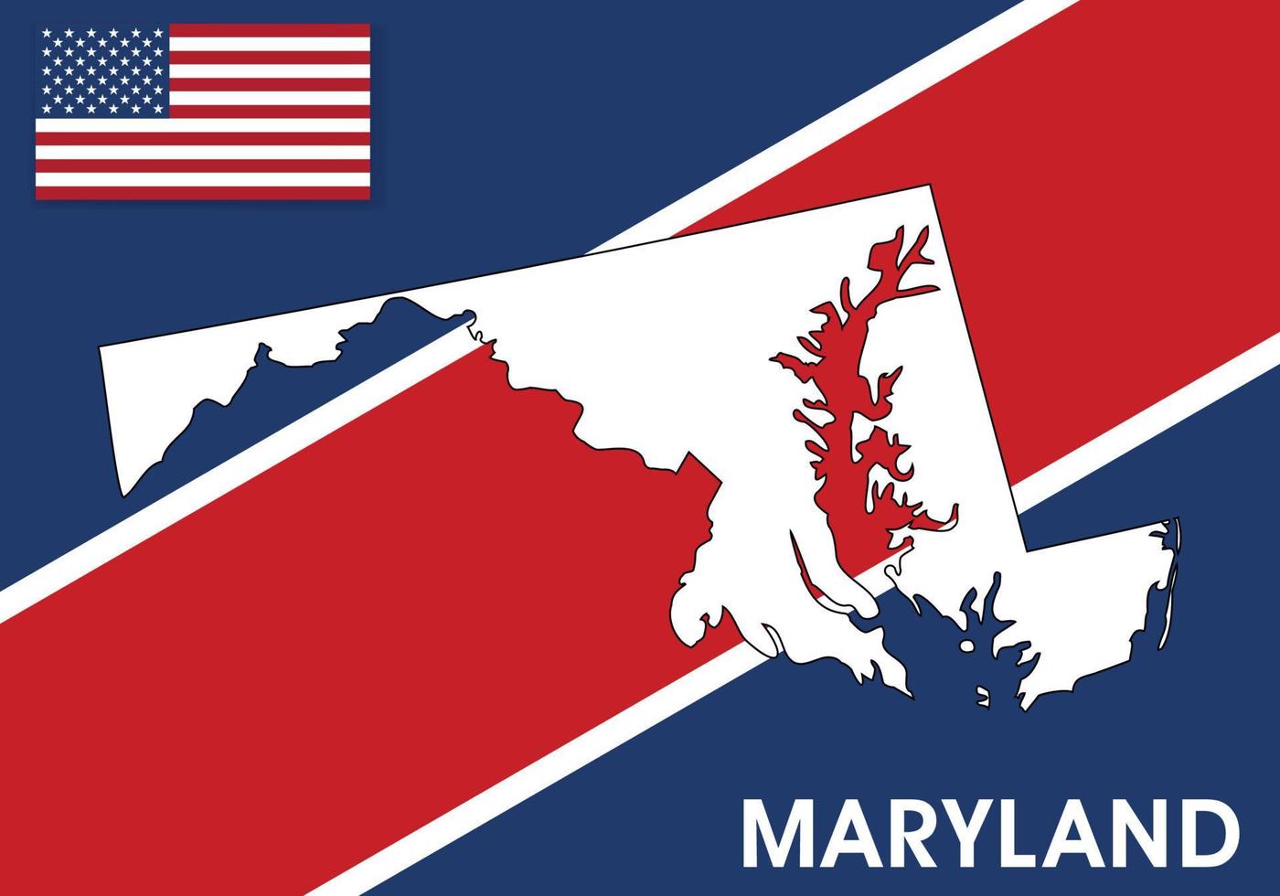 Maryland Map - USA, United States of America Map vector template. white color map on flag background for design, infographic - Vector illustration eps 10