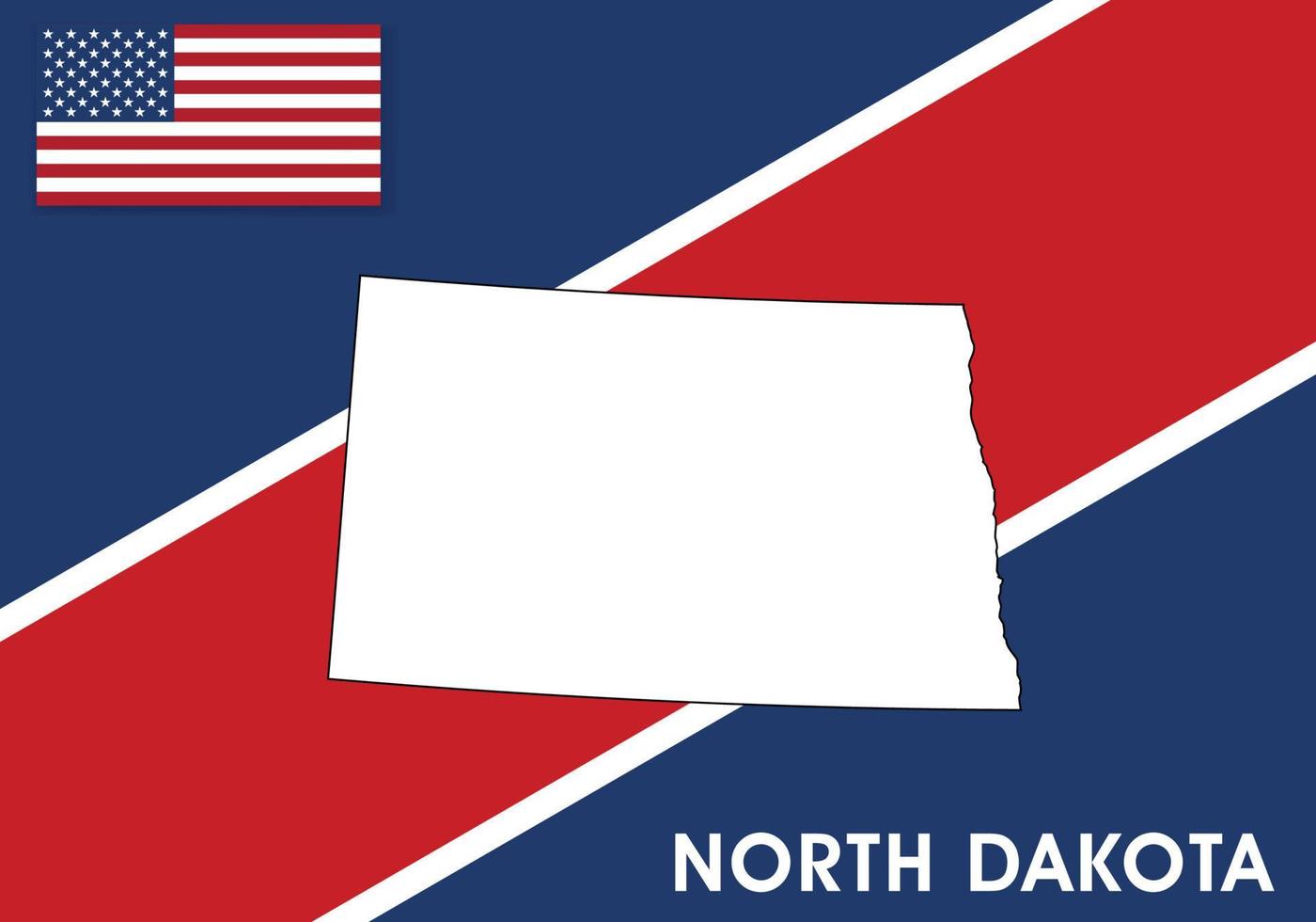 North Dakota Map - USA, United States of America Map vector template.  white color map on flag background for design, infographic - Vector illustration eps 10