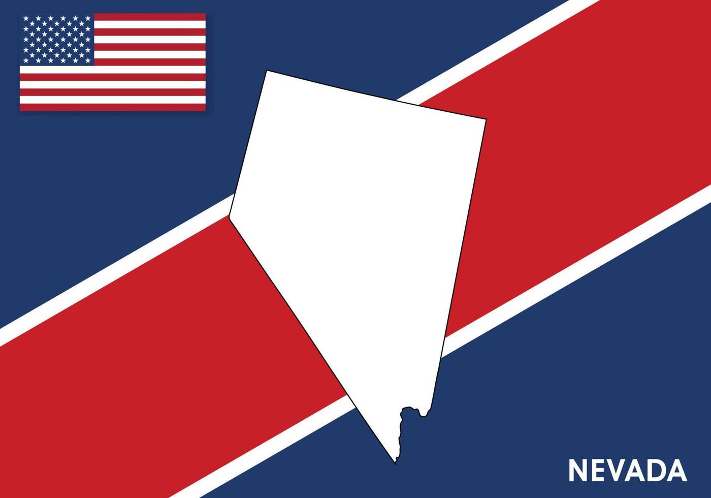 Nevada - USA, United States of America Map vector template.  white color map on flag background for design, infographic - Vector illustration eps 10