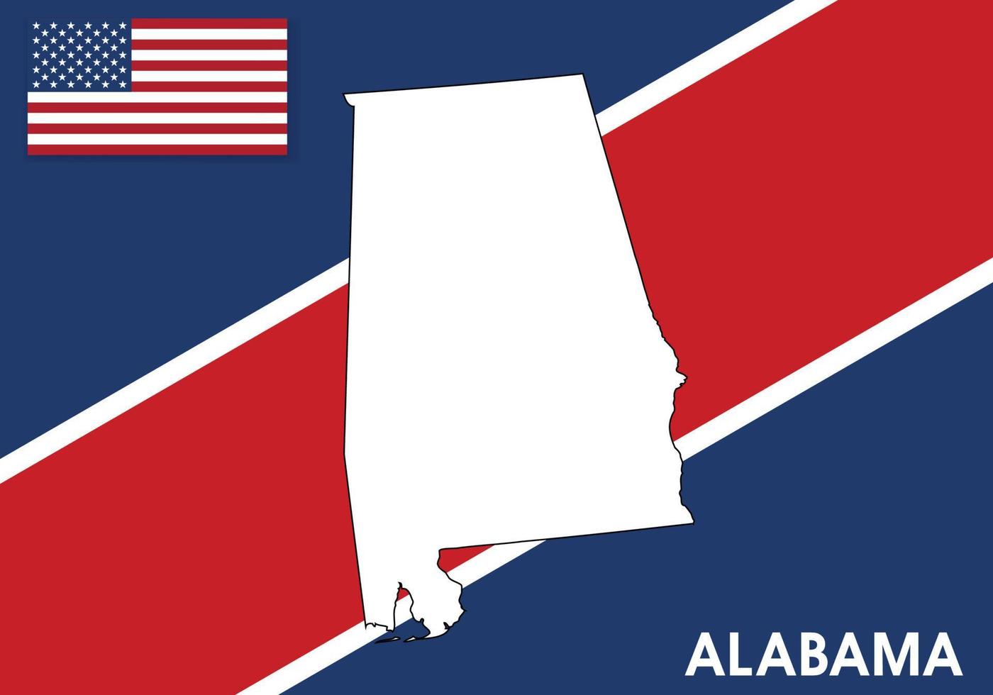 Alabama - USA, United States of America Map vector template.  white color map on flag background for design, infographic - Vector illustration eps 10