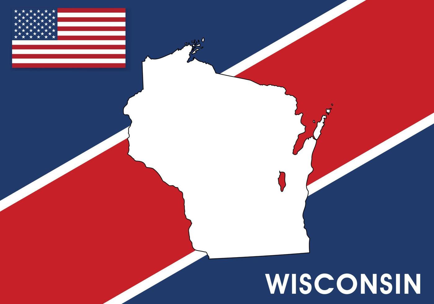 Wisconsin - USA, United States of America Map vector template. white color map on flag background for design, infographic - Vector illustration eps 10