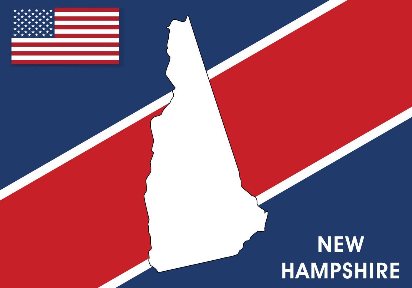 New Hampshire - USA, United States of America Map vector template. white color map on flag background for design, infographic - Vector illustration eps 10
