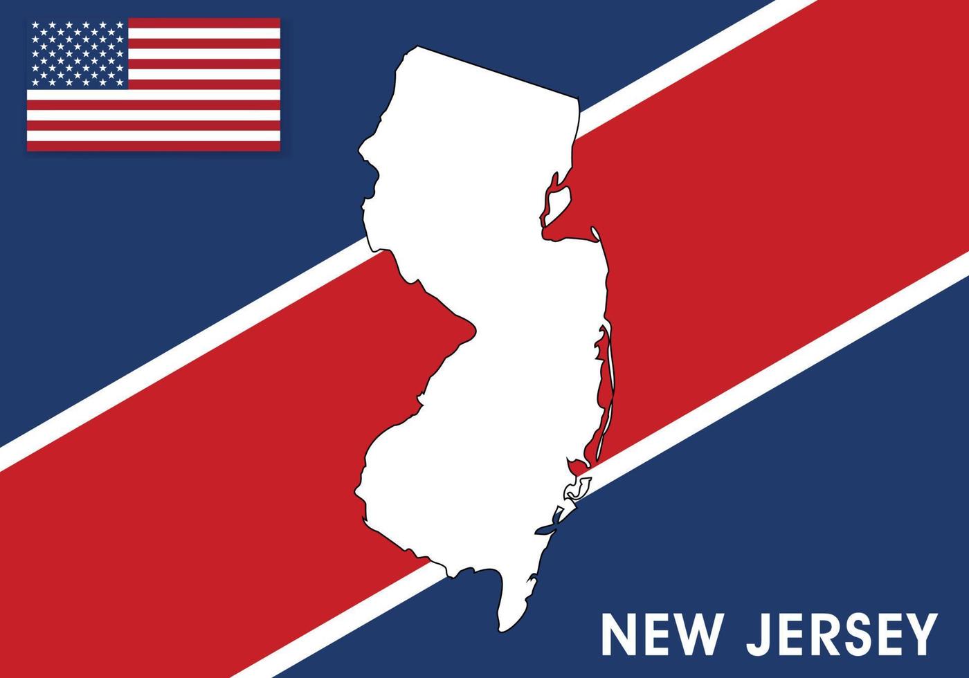 New Jersey - USA, United States of America Map vector template.  white color map on flag background for design, infographic - Vector illustration eps 10