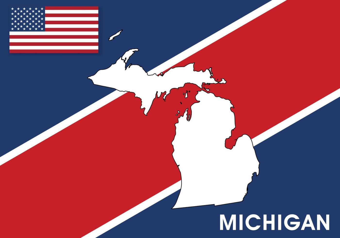 Michigan - USA, United States of America Map vector template. white color map on flag background for design, infographic - Vector illustration eps 10