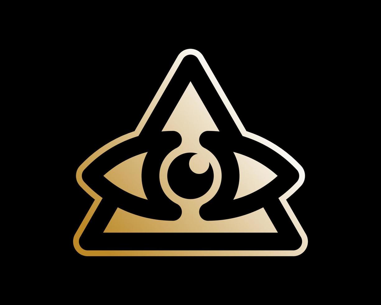 lujo emblema etiqueta ojo Illuminati pirámide oculto masónico esotérico místico dorado vector logo diseño