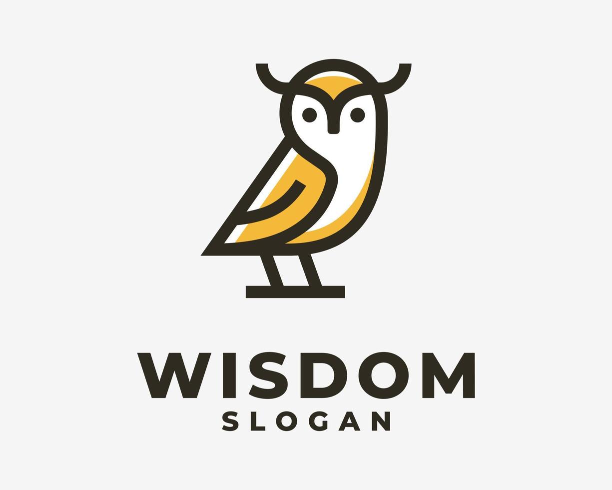 búho sabiduría pájaro nocturno animal linda dibujos animados personaje mascota gracioso moderno vector logo diseño