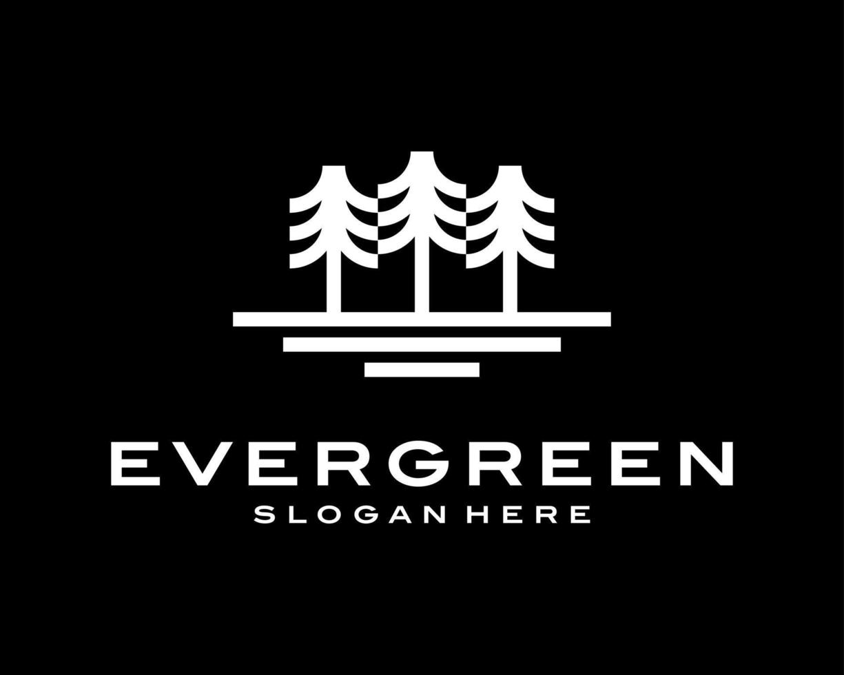 Evergreen Tree Pine Spruce Cedar Conifer Wood Trees Forest Park Simple Minimal Vector Logo Design