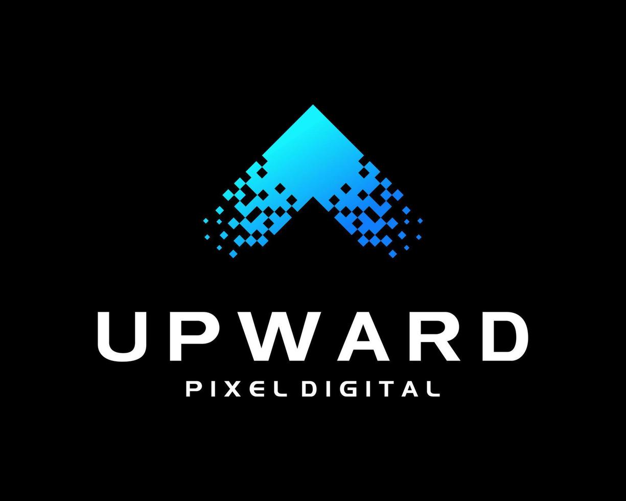 Upward Arrow Success Progress Start Up Pixel Digital Halftone Effect Innovation Vector Logo Design