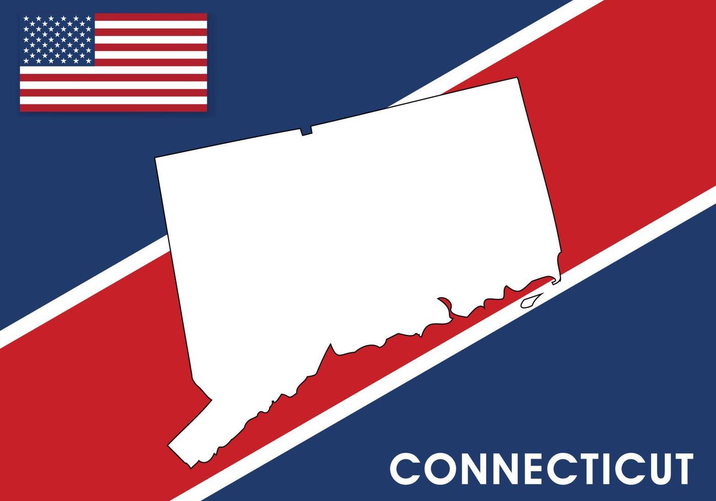 Connecticut - USA, United States of America Map vector template.  white color map on flag background for design, infographic - Vector illustration eps 10