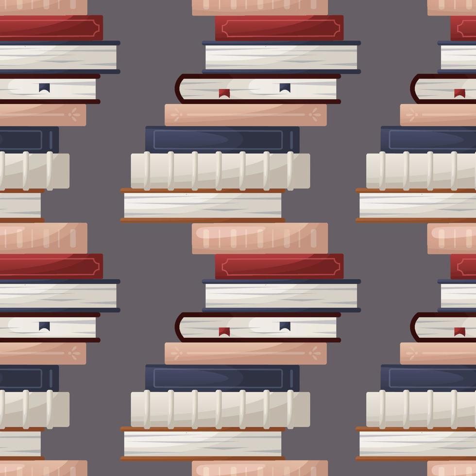 Seamless pattern with stack of books. School books pile. Education book heap. Bookstore, bookshop, library, book lover, bibliophile, education for poster, banner, website. vector