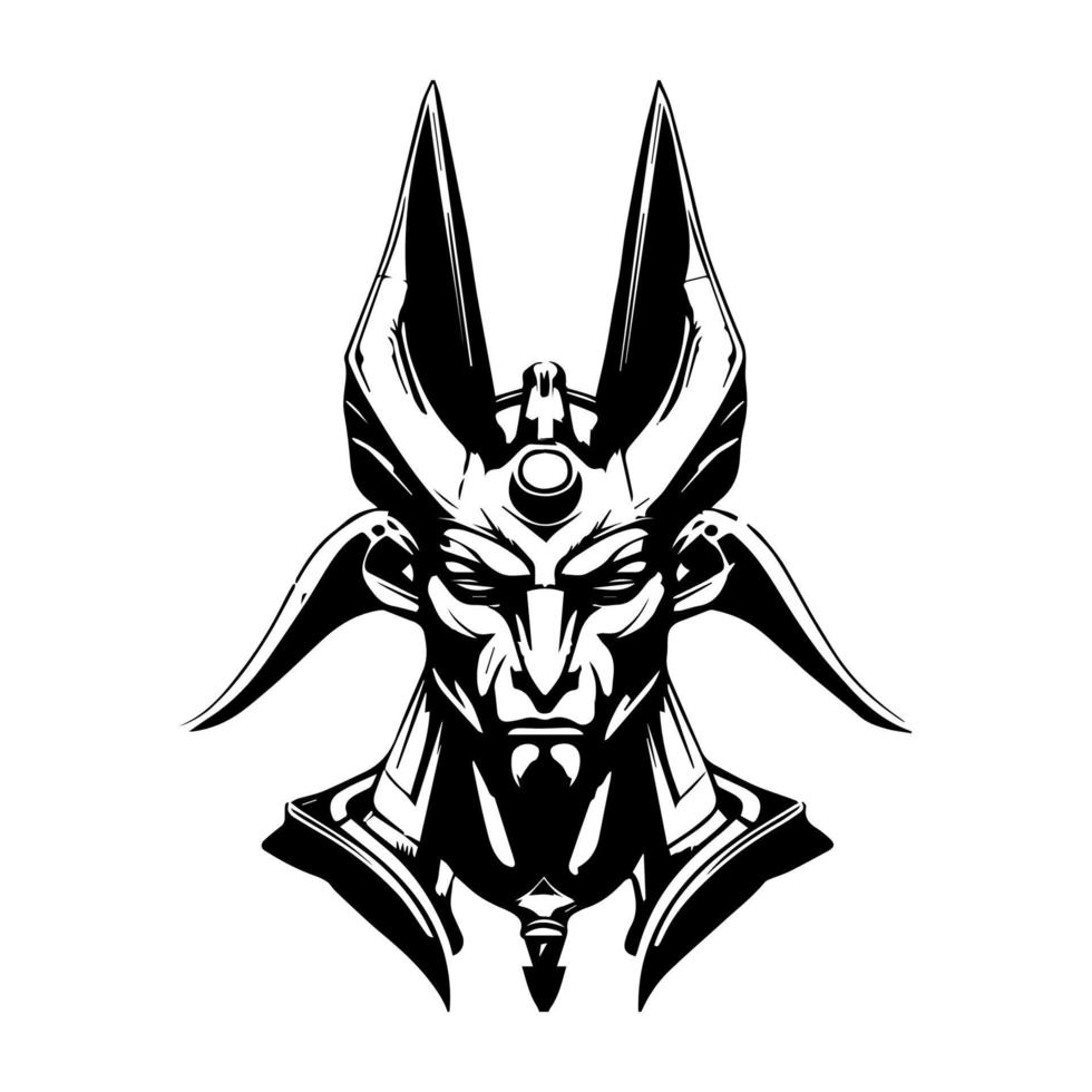 Mesmerizing and striking Hand drawn line art illustration of Anubis head, showcasing the ancient Egyptian deity's power and mystery vector