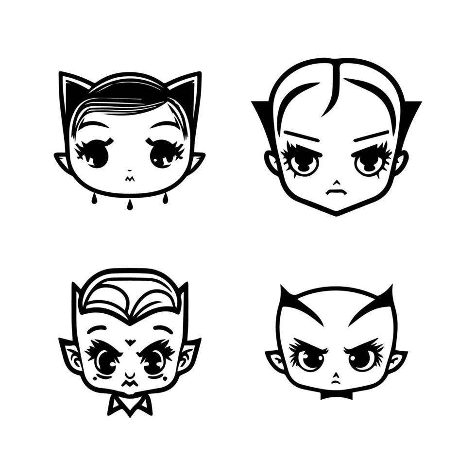 Sink your teeth into our kawaii vampire head collection. Each one Hand drawn with love, these illustrations are sure to add a touch of spookiness to your project vector