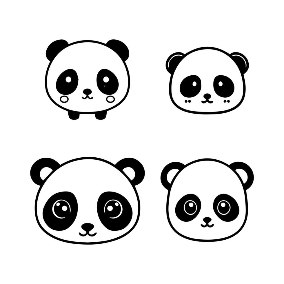 añadir algunos juguetón panda poder a tu proyecto con nuestra linda kawaii panda cabeza logo recopilación. mano dibujado con amar, estos ilustraciones son Por supuesto a añadir un toque de monería y encanto vector