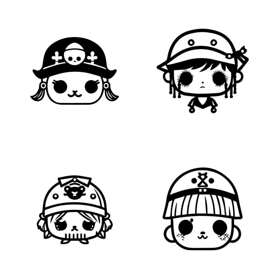 Dive into cuteness overload with our cute kawaii marine head collection set, all Hand drawn in line art style. These illustrations are perfect for adding a touch of playful sea life to your project vector