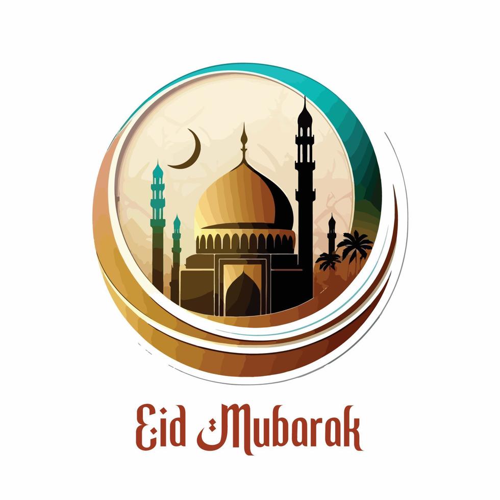 eid Mubarak islámico lleno color diseño vector