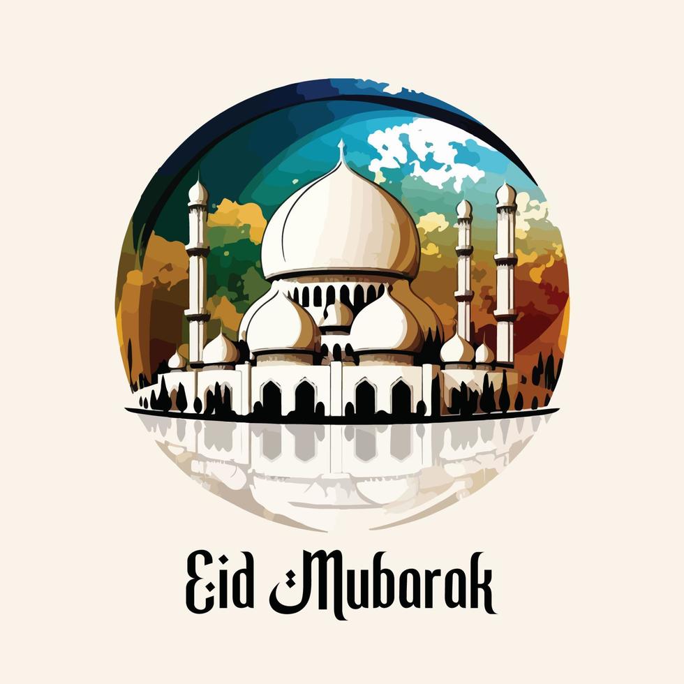 eid mubarak islamic full color design vector